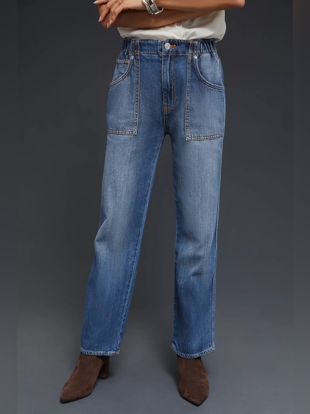 HUDSON Jeans Remi High Rise Straight Leg Ankle Womens Sz 28 Elastic Waist NWT